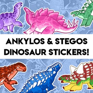 Stegosaurs and Ankylosaurs! - 28 Dinosaur Paleontology Stickers - Stegosaurus Ankylosaurus Borealopelta Miragaia Minmi Edmontonia & more!