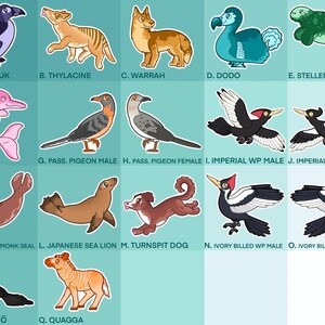 Extinct Holocene Paleontology Stickers 25 Designs Dodo Great Auk 