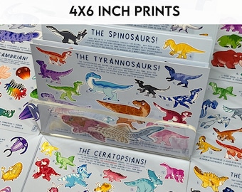 Paleo Party Mini Print - 4x6 Matte Art Prints - Tyrannosaurs, Raptors, Spinosaurs, Trilobites, and more!