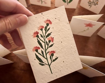 Cute mini wildflower designs seed paper cards in a set of 12, 16 or 100