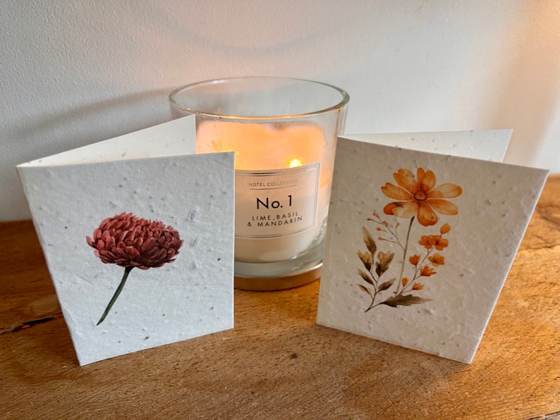 12 cute, mini lavender seeded cards with individual autumnal botanicals on each card image 6