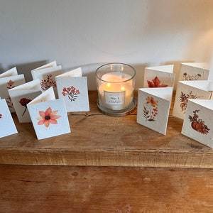 12 cute, mini lavender seeded cards with individual autumnal botanicals on each card image 8