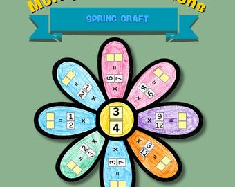 Multiplying Fractions Flower Activity | 5th Grade Math Worksheet | Fraction Multiplication Practice | Printable Math Center | Spring Math