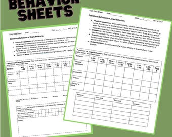 Editable Behavior Data Sheets for Teachers | IEP Behavior Tracking | Operational Definitions | Special Education Behavior Log