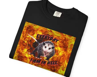 Everyday I Am In Hell Funny Opossum Meme | Dark Humor Animal Graphic | Sarcastic Burnout Gift | Relatable Humor Design