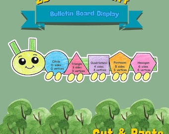 Caterpillar Shape Craft Printable | 2D Shapes Cut and Paste Activity | Kinder Math Worksheet | Sides and Vertices Practice | Spring Craft