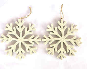 Wool Felt Snowflake Christmas Ornaments, Christmas Tree Decoration, Eco Friendly  inspired