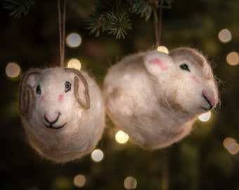 Wool Felt Sheep & Ram Christmas Ornaments, Christmas Tree Decoration, Eco Friendly  inspired