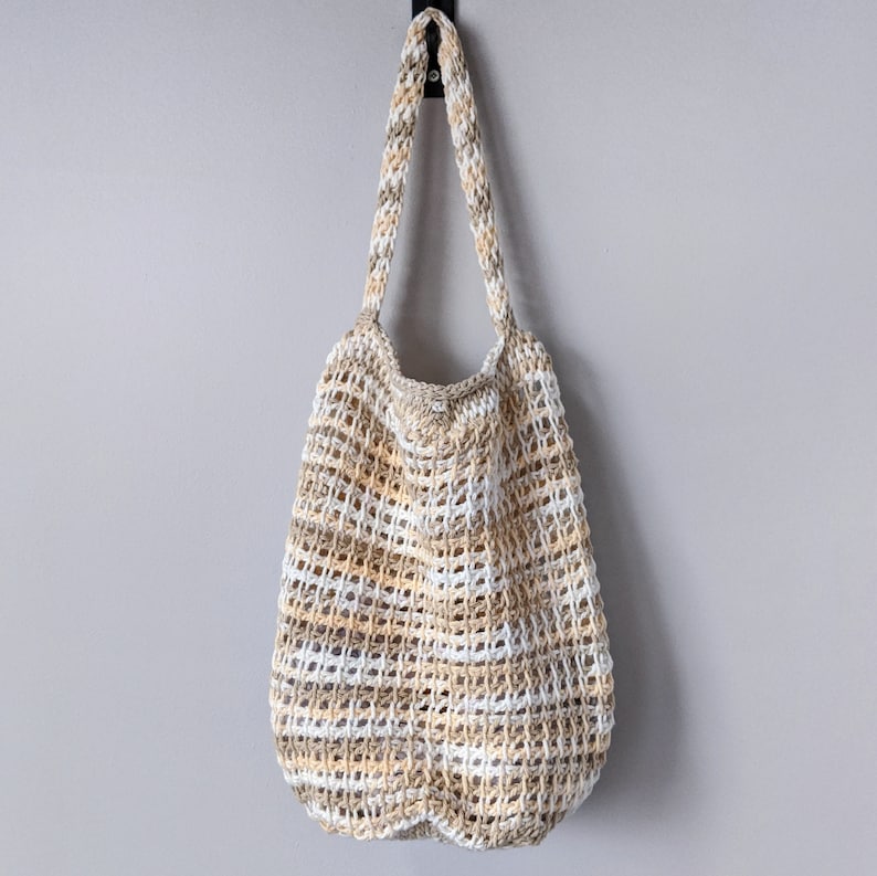 CROCHET PATTERN: Summer Market Tote / Tunisian Crochet Pattern / Handled Bag Pattern / Mesh Market Bag / Beach Bag / Crochet Pattern pdf image 3