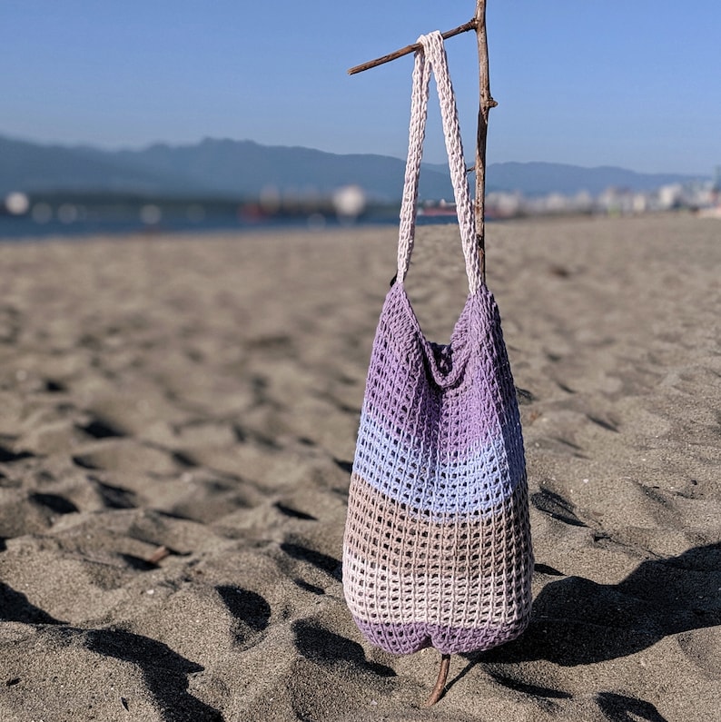 CROCHET PATTERN: Summer Market Tote / Tunisian Crochet Pattern / Handled Bag Pattern / Mesh Market Bag / Beach Bag / Crochet Pattern pdf image 4