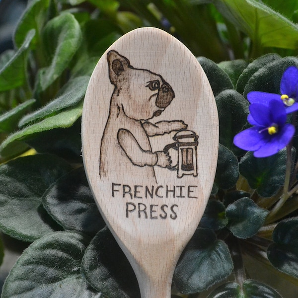 Frenchie gift for mom, Coffee lover gift, French bull dog, Spoon for dog lovers, Baking spoon for dog lovers. Co worker gift.