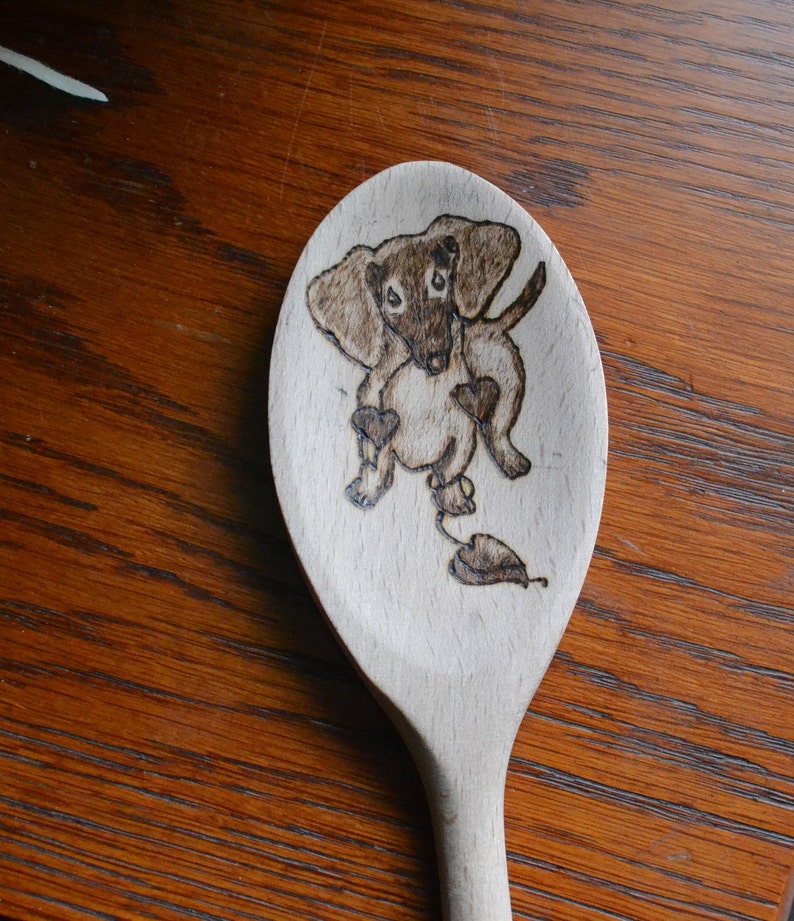 Dachshund wood spoon. Wood burned dog spoon. Animal lovers Etsy