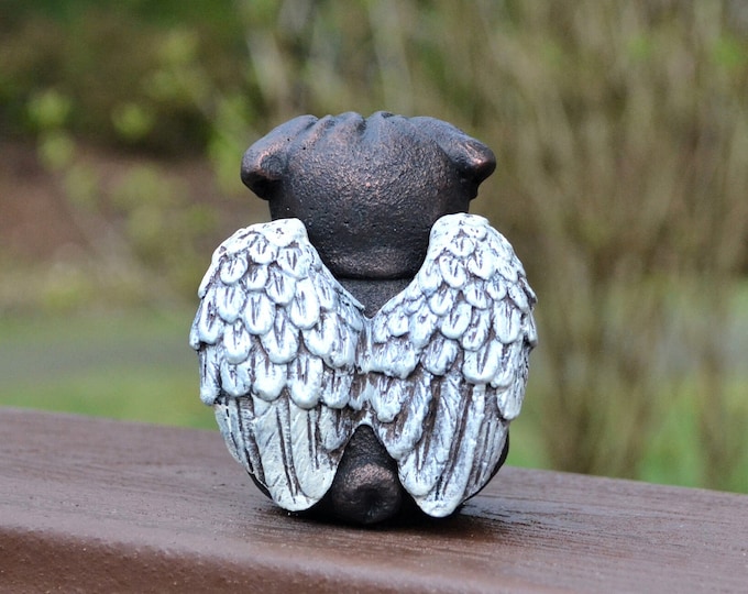Bronze Buddha Pug, Pet Loss, Angel Wing Pug Dog, Pug Mom Gift, Pug