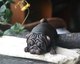 Bronze pug figurine/ Pug gift for girlfriend/ Fathers day gift/ Office décor/ Pug dog gift/ Birthday for her