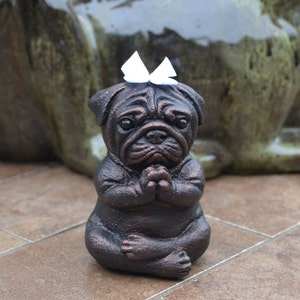 Bronze Budha pug yoga meditation, Spiritual office decor, Birthday for her, Pug mom gift, Praying pug figurine