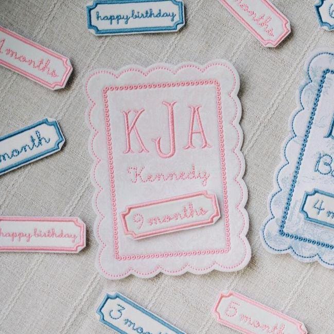 Pink Toile Baby Milestone Keepsake – Personalized Grandmillennial Baby ...