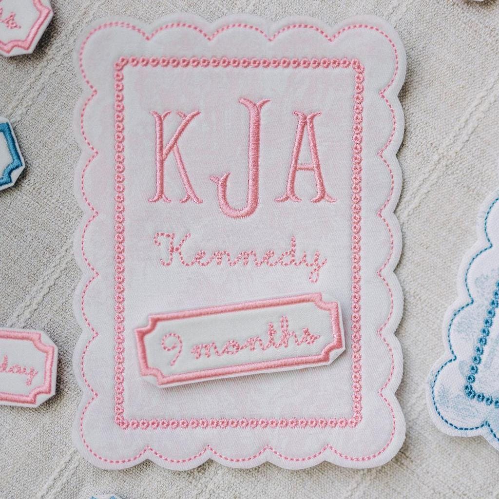Pink Toile Baby Milestone Keepsake – Personalized Grandmillennial Baby ...