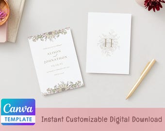 Light Pastel Floral Wedding Invitation Template | Editable Canva Invite
