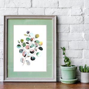 Watercolour Eucalyptus Fine Art Print, Watercolour Eucalyptus Leaves, Botanical Painting, Colorful Leaves Modern Wall Art Home Decor