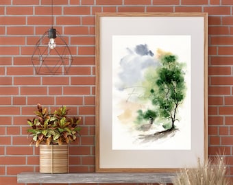 ABSTRACT WATERCOLOUR PAINTING - Watercolour Tree Fine Art Print