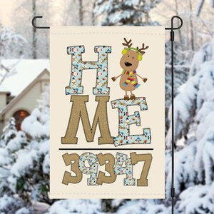 Reindeer HOME Zipcode Garden Flag KIT | Sublimation/Printable Design | Instant Download | Sublimation | Printable | PNG