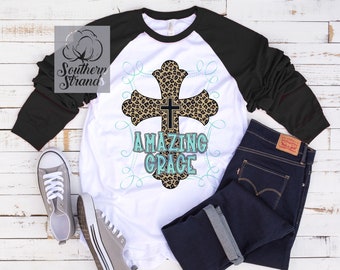 Amazing Grace Leopard Cross- PNG Digital Download Design
