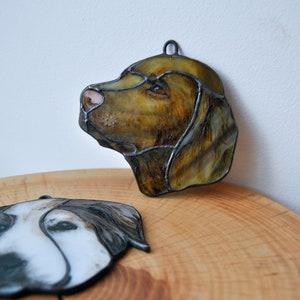 Custom Stained Glass Dog Portrait: Personalized Pet Memorial Gift