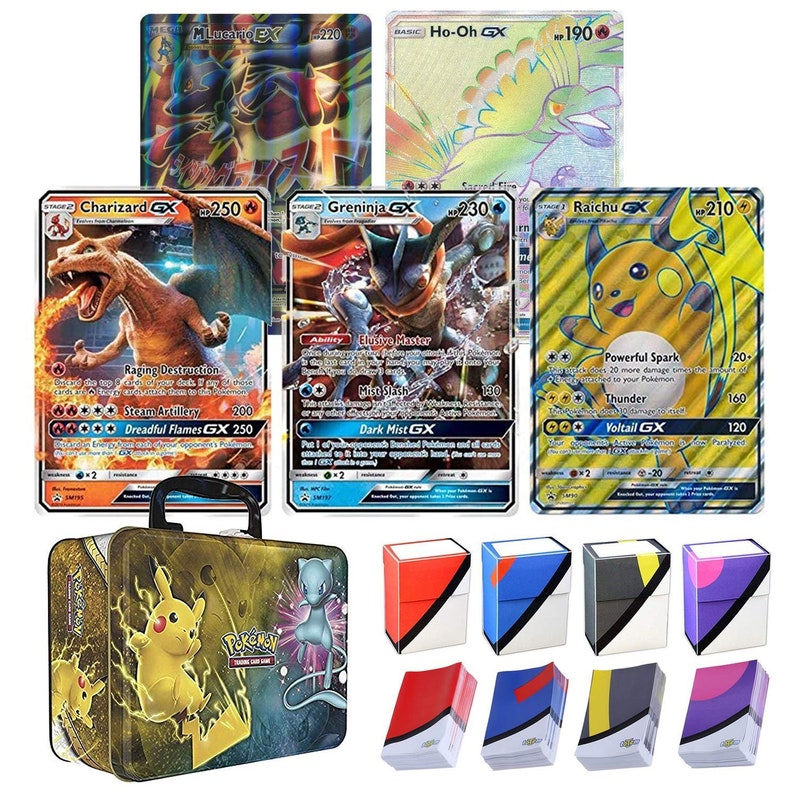 Totem World 5 Oversized Jumbo Pokemon Cards with 100 Sleeves and Deck Box in Collectors Chest