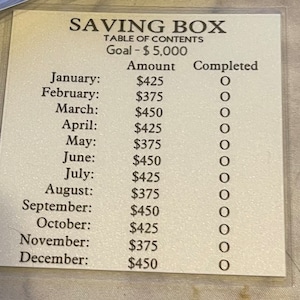 5k Saving Monthly Challange Box Acrylic Box | Cash Envelopes | Sinking Funds Budget System