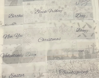 SET-12 ENVELOPES Holiday Savings Challenge for A6 Binder - Velum Matta Laminated