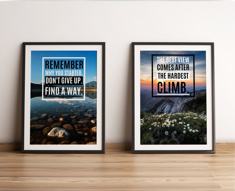 Motivational Posters Inspirational Quotes Set of 6 Prints Motivational Wall Art For Home Office, Gym, School Classroom and Bedroom A4 image 2