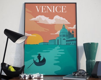 Venice Italy Travel Poster | Travel Art Print, Living Room Wall Print, Kitchen Art, Birthday Gift (Available in A2, A3 & A4 Sizes)