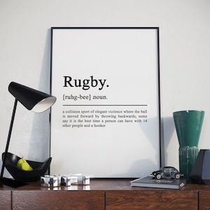 Rugby Funny Definition Print Sports Poster | Perfect Gift For Rugby Fans & Players | Home Art Text Wall Decor | A2 | A3 | A4