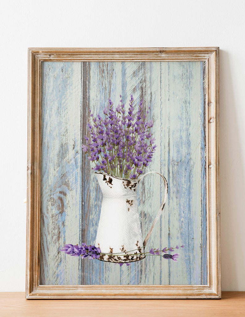 Lavender Print Watercolor Wall Art French Country Farmhouse Printable Rustic Provence Decor