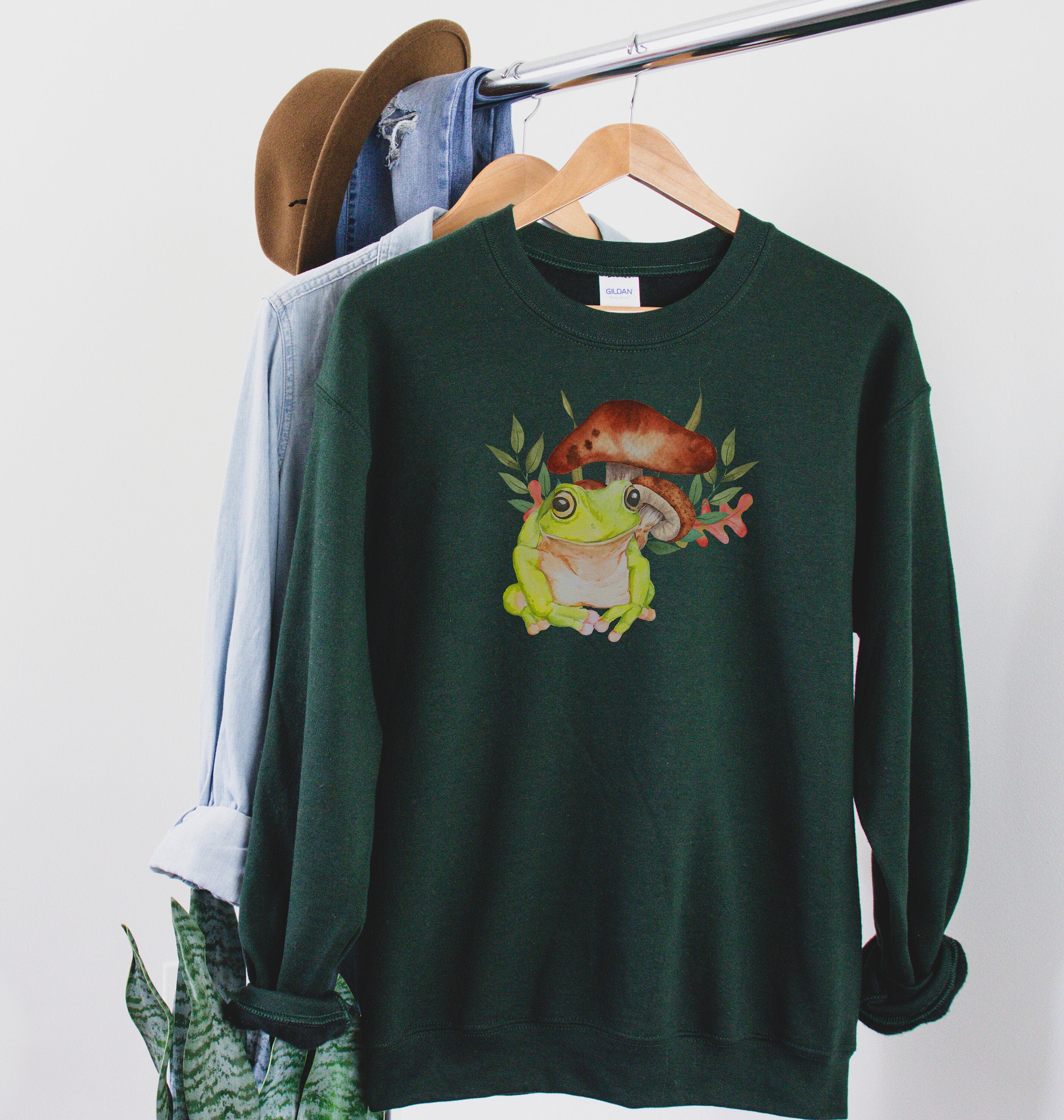 Cottagecore Clothing Frog Sweatshirt Mushroom Shirt Frog Etsy