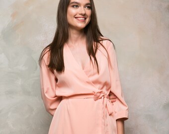 Gewaden voor bruidsmeisjes, bruidsgewaad, bruidsgewaad, bruidsmeisje gewaden, bruidsmeisje voorstel cadeau, luxe gewaad, kimono kamerjas, perzik gewaad