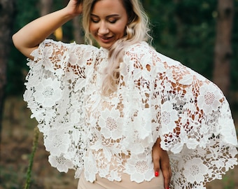 Wedding Bolero, Bridal Cover Up, Wedding Cape, Bridal Cape, Lace Cape, Bridal Shawl, Wedding Shawl, Bridesmaid Shawl, Macrame Wrap