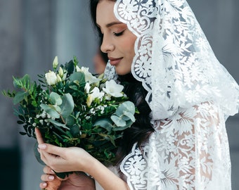 White Lace Cape | Hooded Bridal Cloak | Winter Wedding Alternative Veil