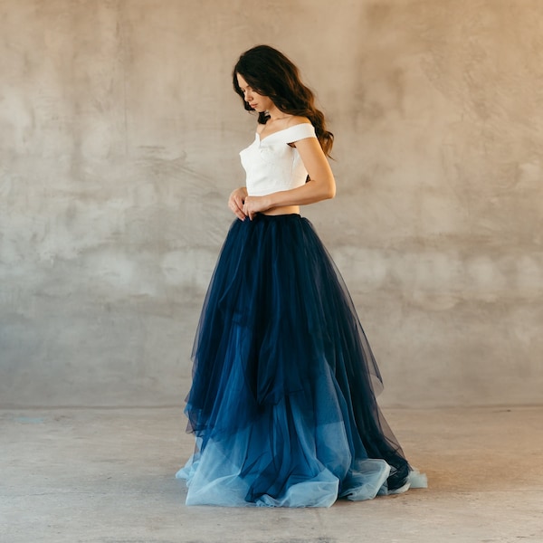 Bridal Skirt - Ombre Skirt - Bridesmaid Tulle Skirt - Wedding Separates - Modern Wedding Dress - Blue Wedding Skirt - Contemporary Wedding