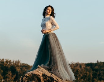 Grüner Brautrock – Tüll-Hochzeitsrock – Rouge-Tüllrock – Fotoshooting-Rock – Braut-Einzelteile – Plus-Size-Hochzeitsrock