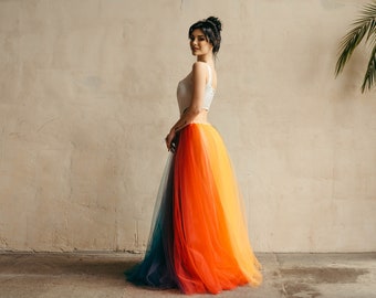 Rainbow Tulle Skirt - Rainbow Wedding Dress - Elopement Skirt - Maternity Skirt - Multicoloured Wedding Outfit