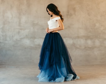 Bridal Skirt - Ombre Skirt - Bridesmaid Tulle Skirt - Wedding Separates - Modern Wedding Dress - Blue Wedding Skirt - Contemporary Wedding