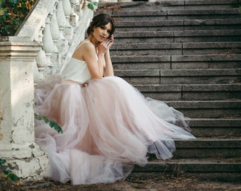 Ombre Tulle Skirt - A-Line Bridal Skirt - Long Tutu Skirt - Blush Wedding Skirt - Bridal Separates