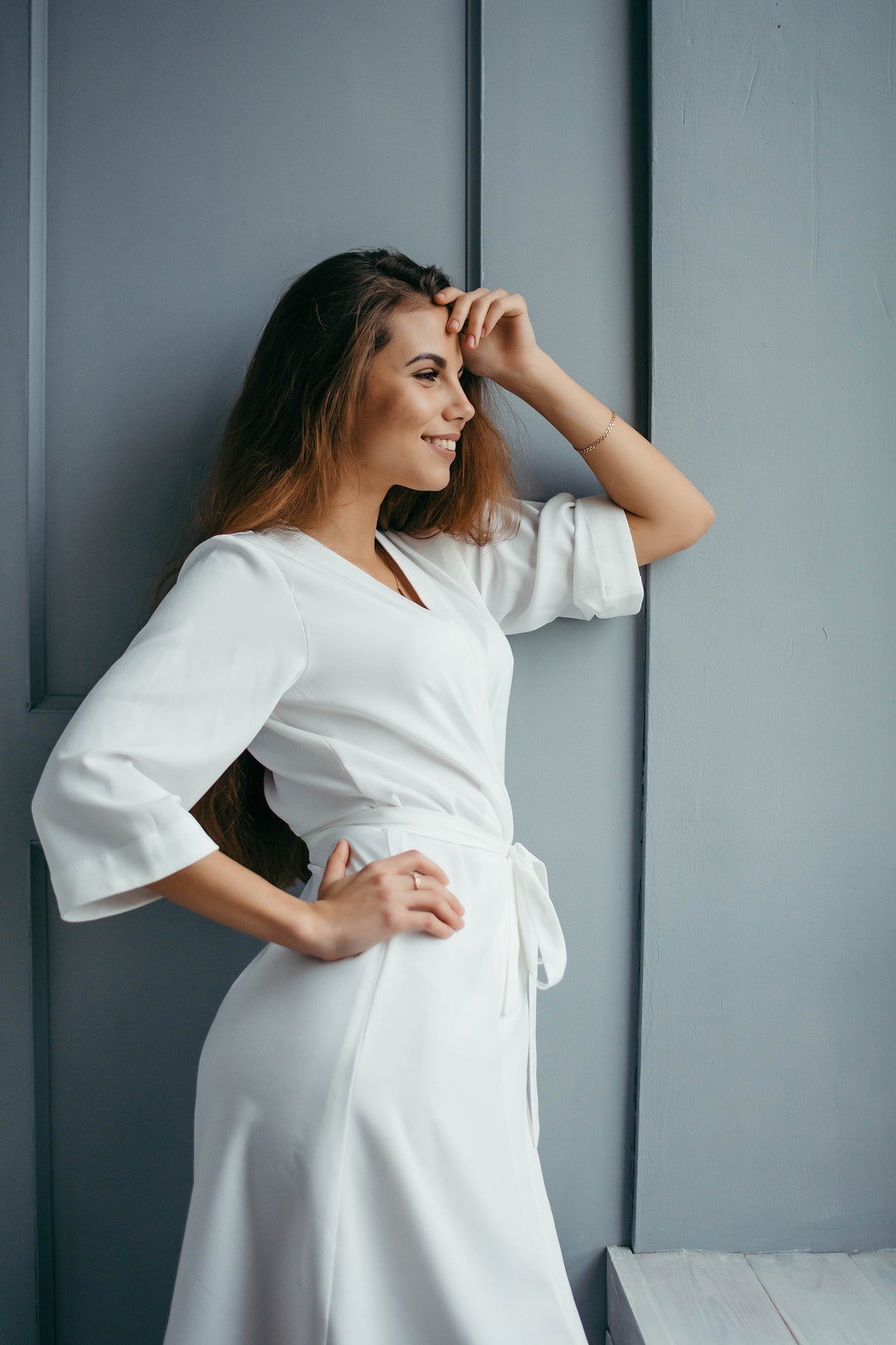 Buy White Dressing Gown Long White Robe for Bridesmaids and Bridal Party  Online in India