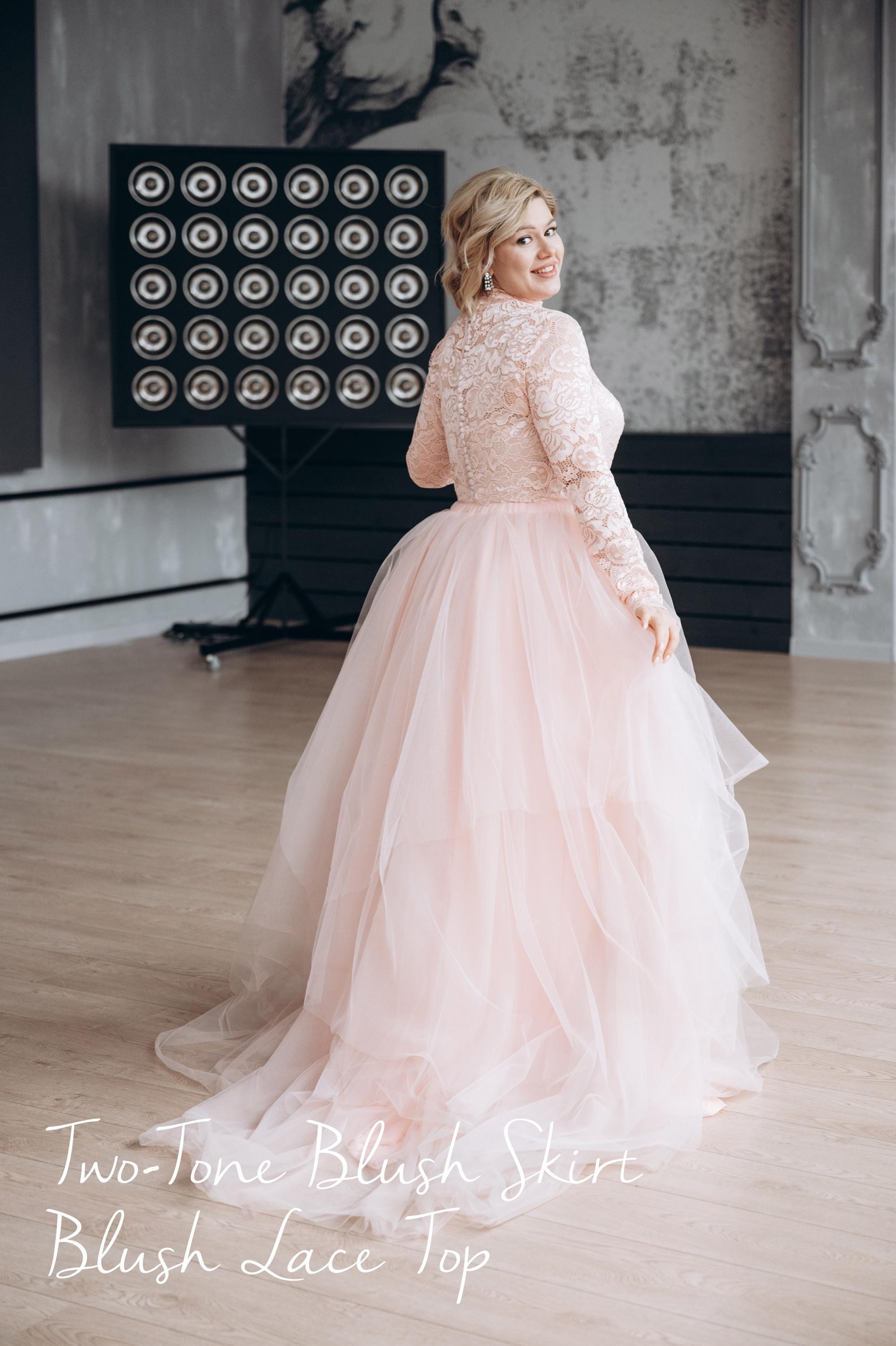 Blush Lace Wedding Top * Plus Size Bridal Blouse * High Neck Modest Wedding Dress Topper Blush Lace Wedding Top * Plus Size Bridal Blouse * High Neck Modest Wedding Dress Topper