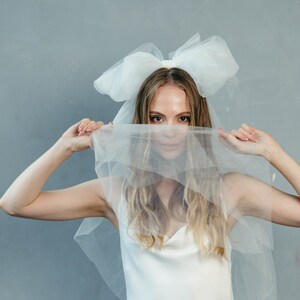 Bow Veil, Bridal Bow, Wedding Veil, Bridal Veil, Bow Headpiece, Bridal Headpiece, Alternative Veil, Bride Hair Accessory, Wedding Hair Bow image 5