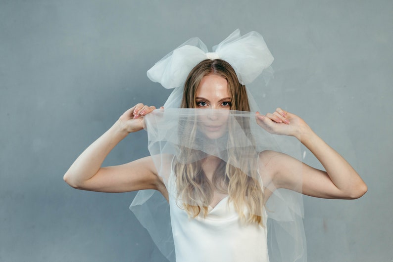 Bow Veil, Bridal Bow, Wedding Veil, Bridal Veil, Bow Headpiece, Bridal Headpiece, Alternative Veil, Bride Hair Accessory, Wedding Hair Bow image 5