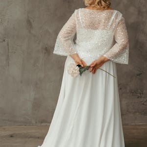 Wedding Dress Topper, Beaded Bridal Top, Bridal Top Separate, Bridal Top Long Sleeve, Beaded Wedding Top, Wedding Bolero, Bridal Crop Top image 6
