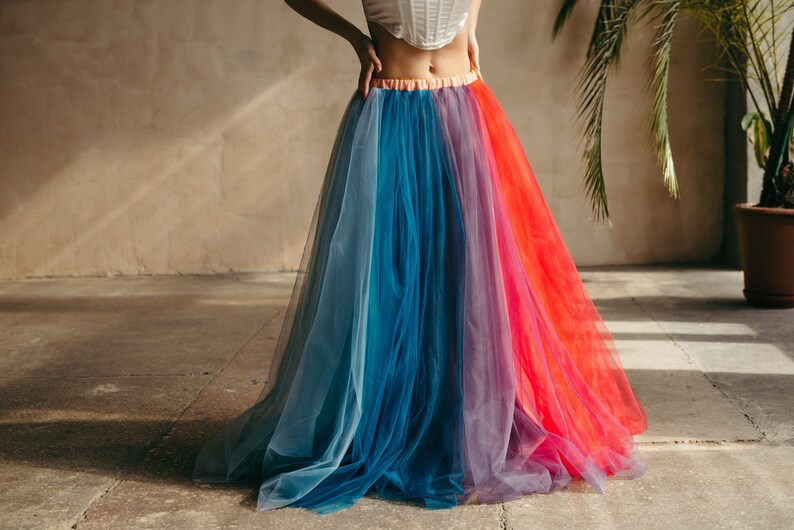 Rainbow Tulle Skirt Rainbow Wedding Dress Elopement Skirt - Etsy