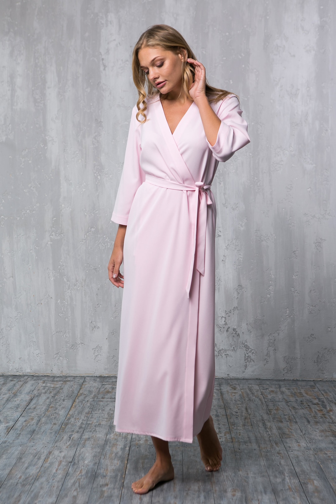 Pink Robe, Pink Bridal Robe, Pink Wedding Robe, Long Robe, Long Wedding ...
